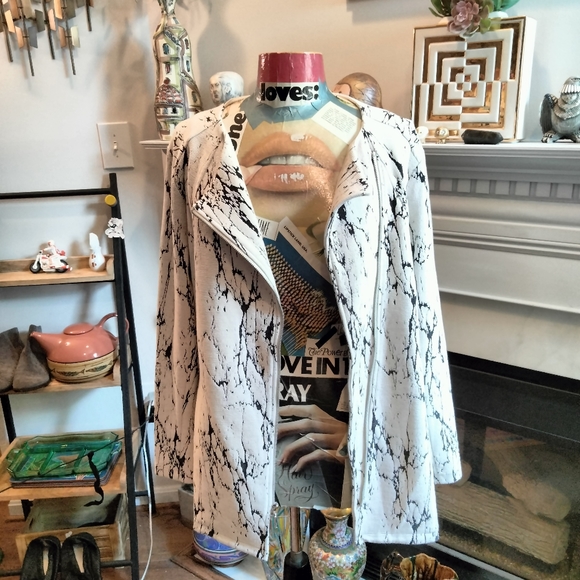 H by Halston marble print zip jacket top size 12 - Picture 3 of 8